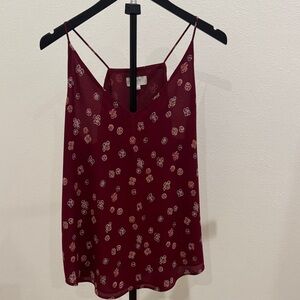 LOFT Burgundy Floral Spaghetti-Strap Cami
